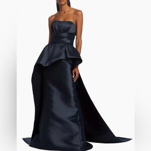 Amsale | Dresses | Amsale Mikado Peplum Train Gown | Poshmark